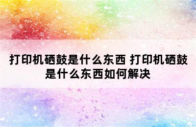 打印机硒鼓是什么东西 打印机硒鼓是什么东西如何解决